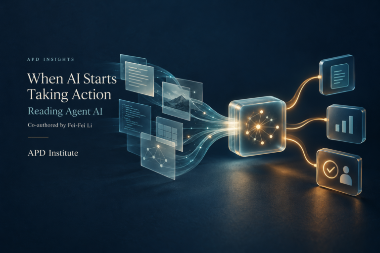 Illustration of information flowing through an AI agent into task outputs and human review.